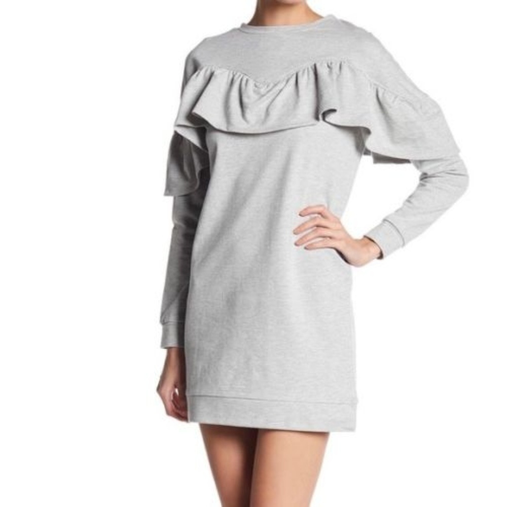 NWT Lover Fire Gray Ruffle Sweatshirt  Dress